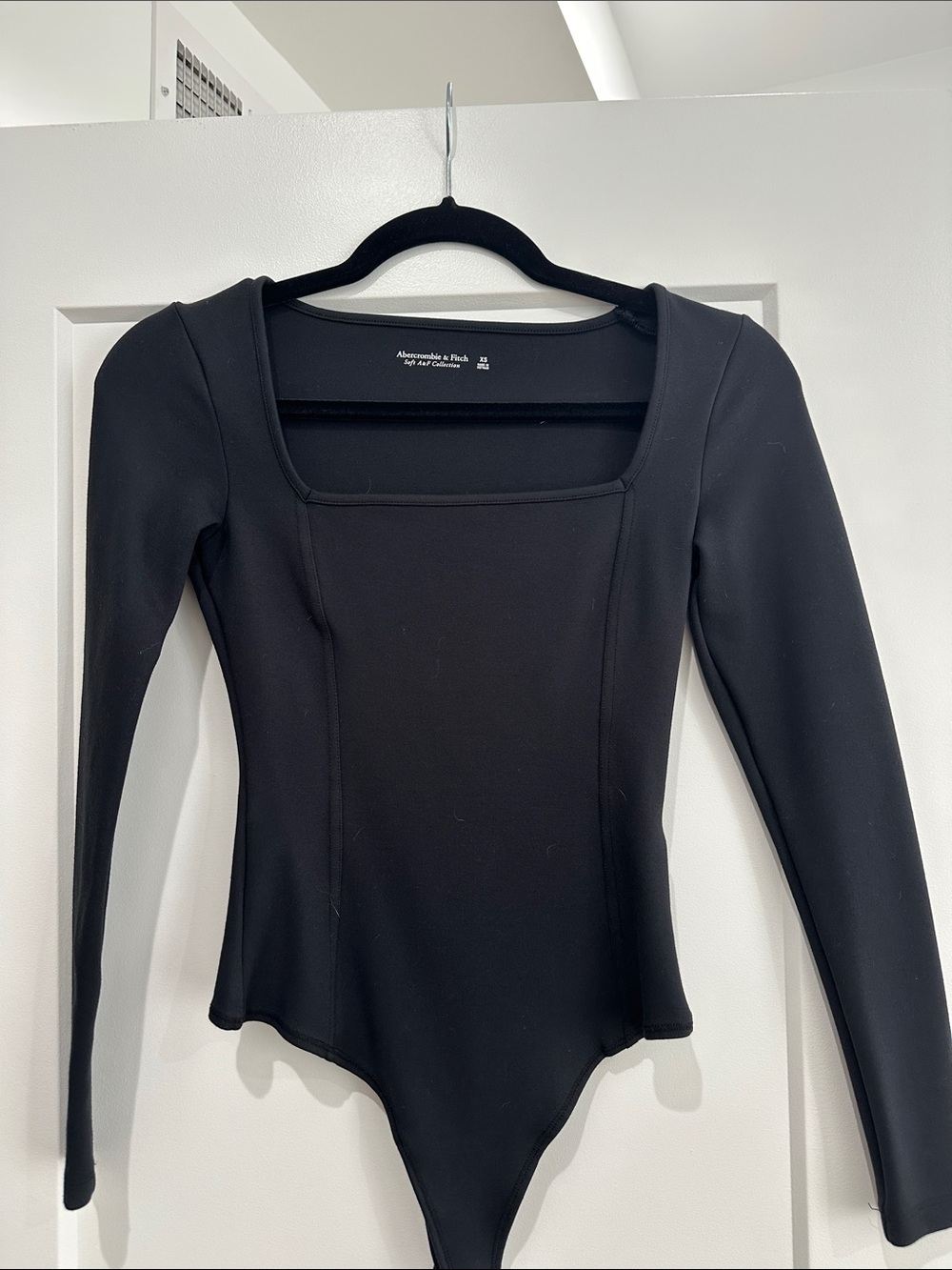 Abercrombie & Fitch Black Square-Neck Long Sleeve Bodysuit